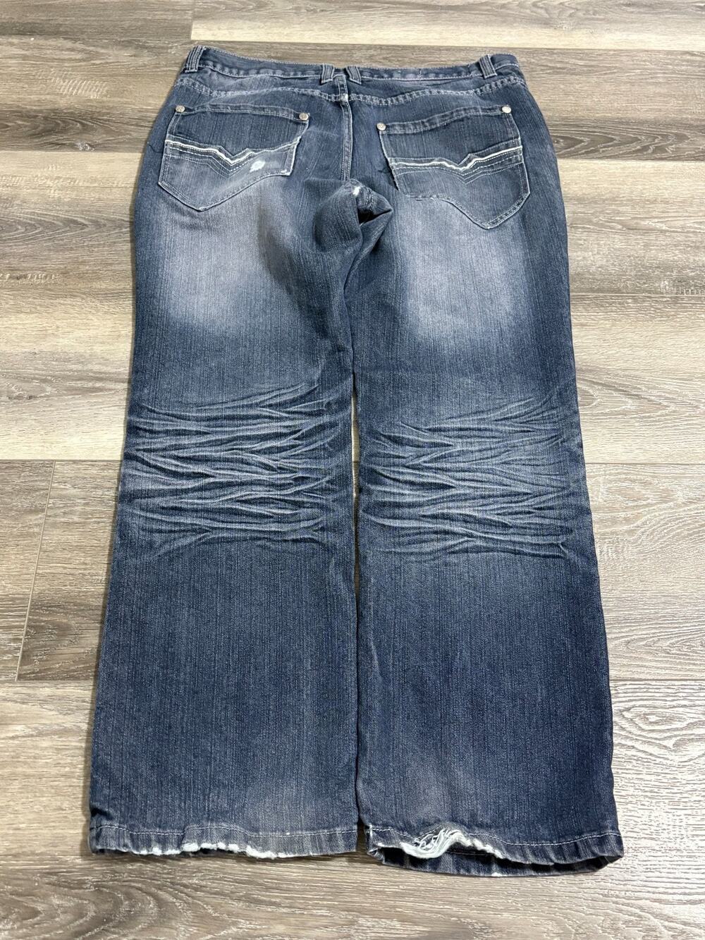 Pacific Blue Washed Baggy Jeans Y2K Streetwear Skater Retro - Men’s 36x30